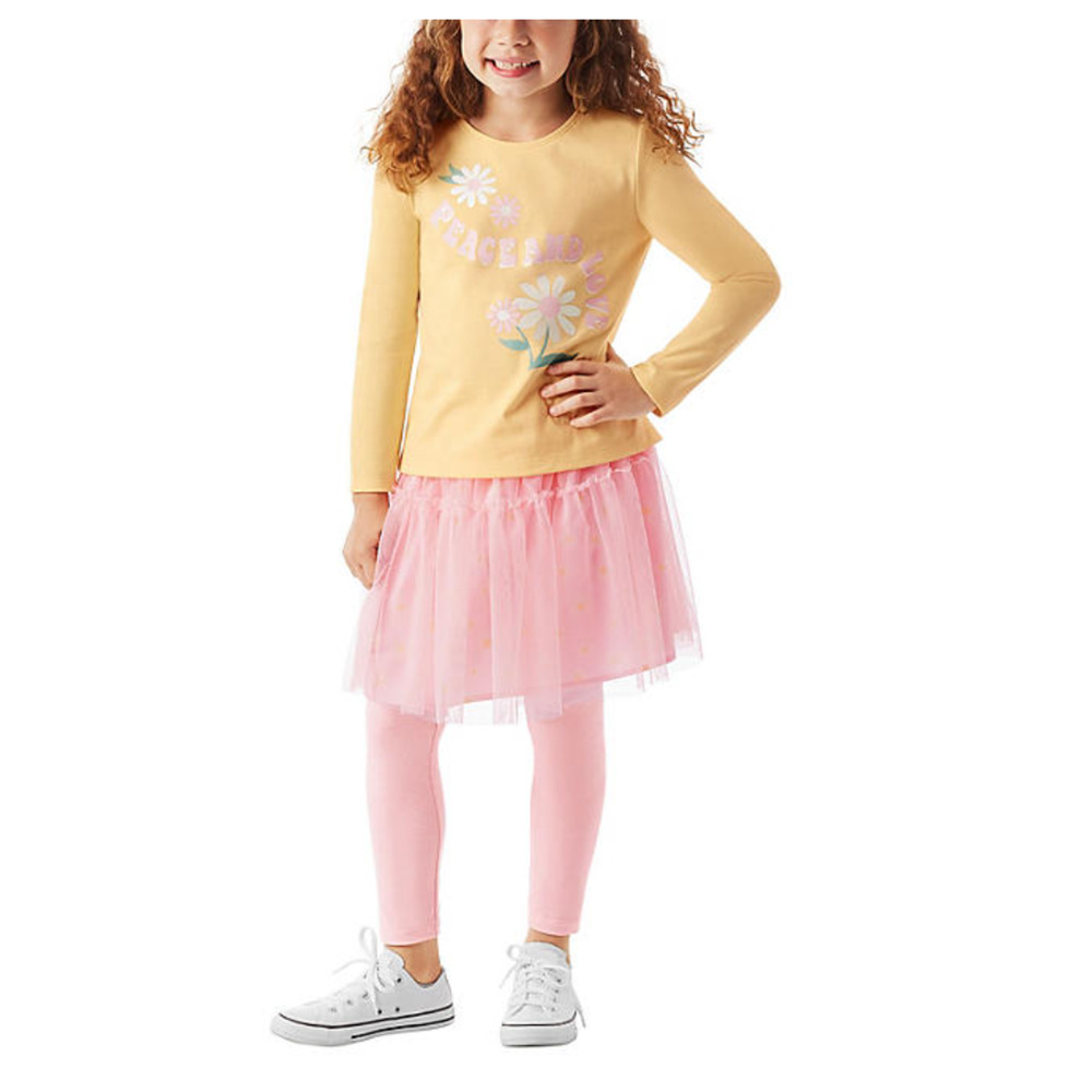 Member's Mark Girl's 3 Piece Tutu Set Yellow and Pink Flowers Size 10